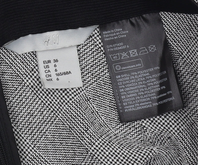 H&M Women’s Grey Check A-Line Midi Skirt Size 8