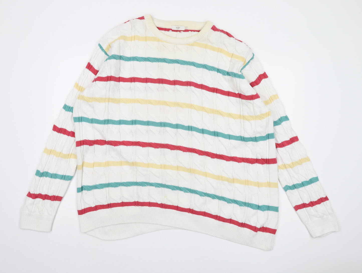 Cotton Traders Unisex Multicoloured 3XL Cable Knit Pullover Jumper