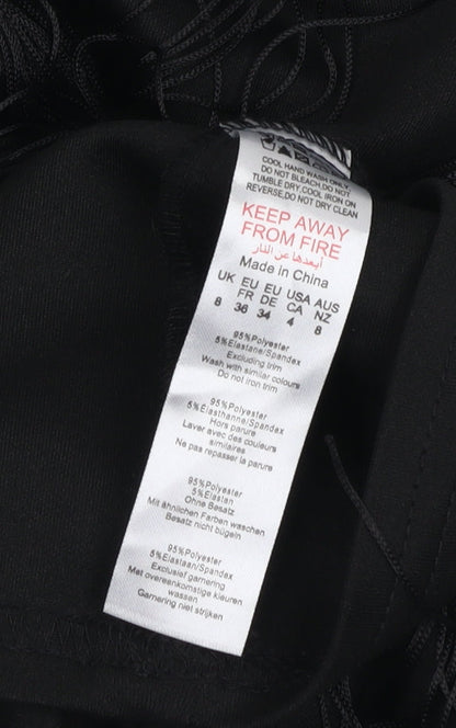 PrettyLittleThing Black Fringe Halter Dress, Size 8, Women