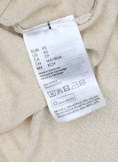 Womens UK Size XS H&M Beige Pullover Jumper