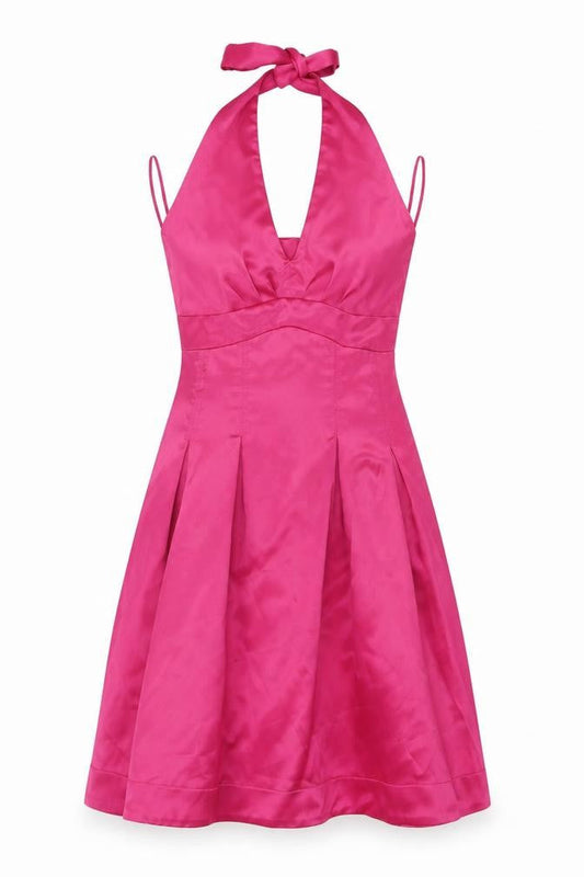 Orsay Women Pink Fit & Flare Halter Dress Size 10