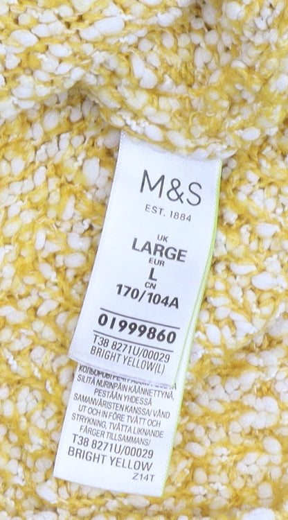 Marks and Spencer Women's Yellow Pullover Jumper, L