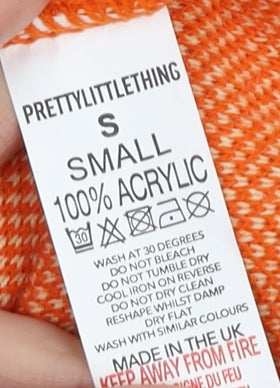 PrettyLittleThing Orange Halter Knitted Dress - Small