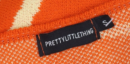 PrettyLittleThing Orange Halter Knitted Dress - Small