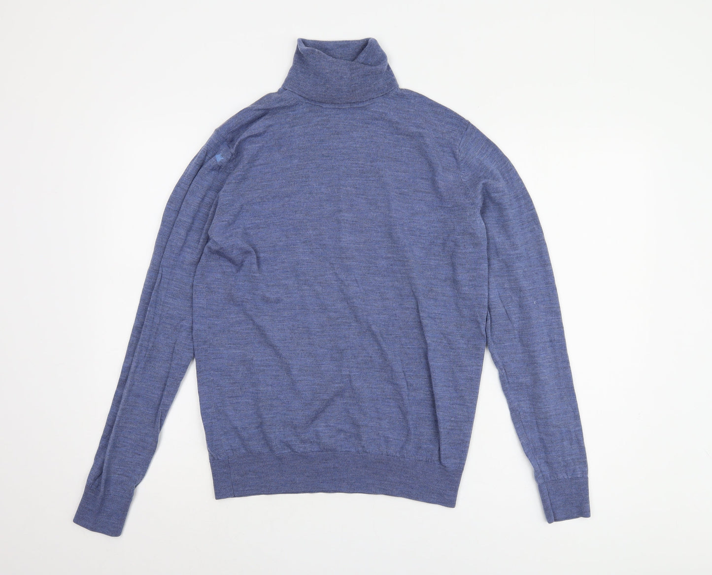 Uniqlo Men's Blue Roll Neck Wool Pullover M