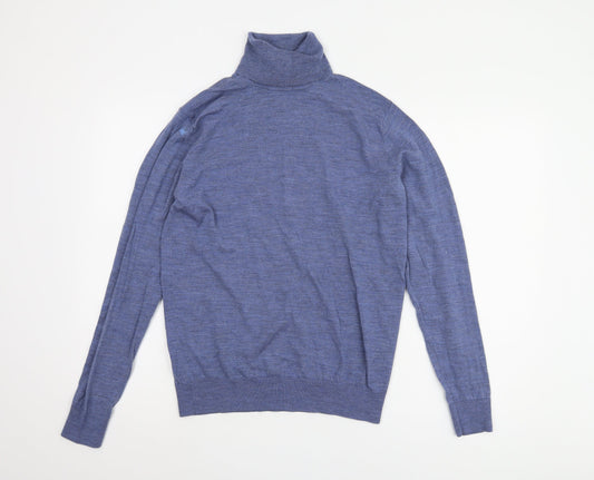 Uniqlo Men's Blue Roll Neck Wool Pullover M