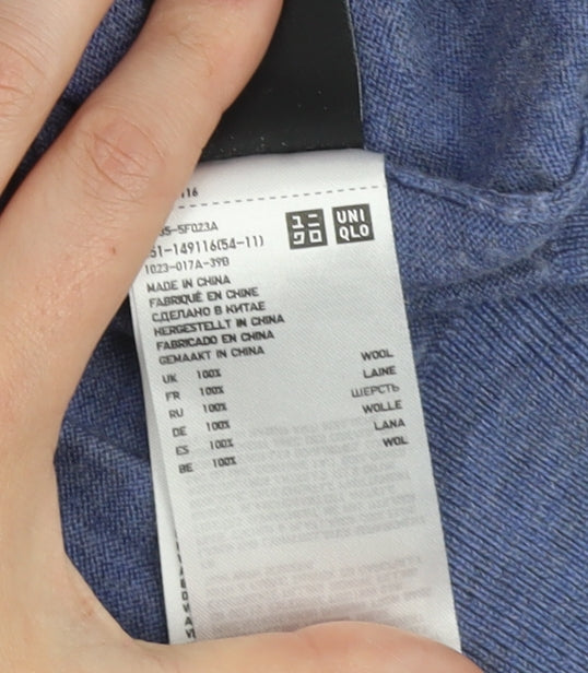 Uniqlo Men's Blue Roll Neck Wool Pullover M