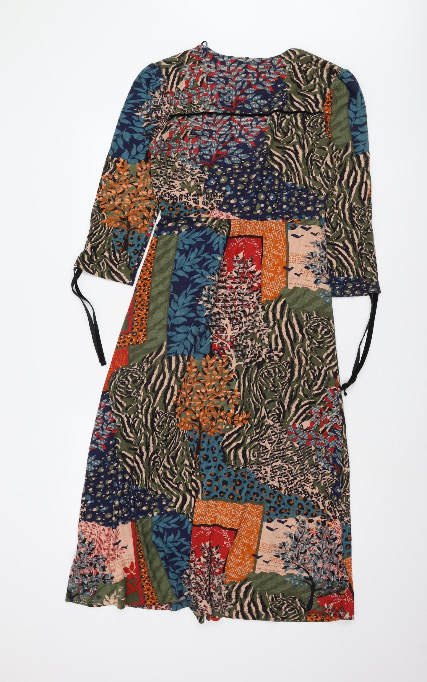 Monsoon Women's Multicoloured Patchwork Wrap Dress S