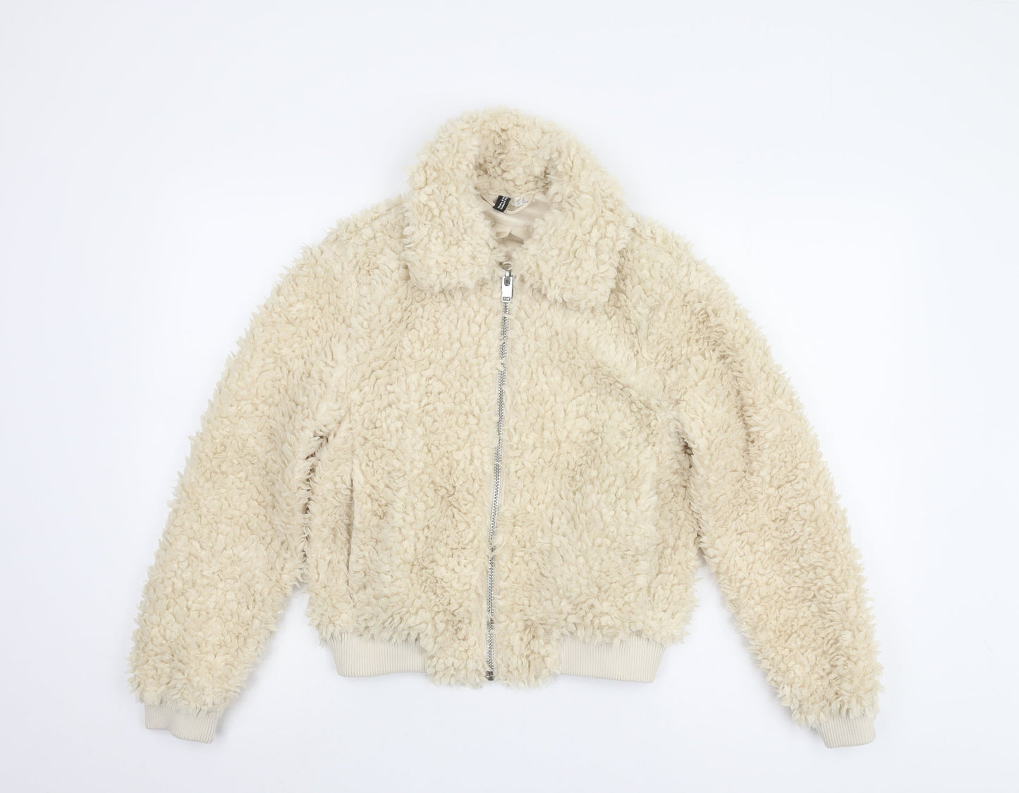 H&M Women's Ivory Fleece Bomber Jacket XS