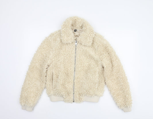 H&M Women's Ivory Fleece Bomber Jacket XS