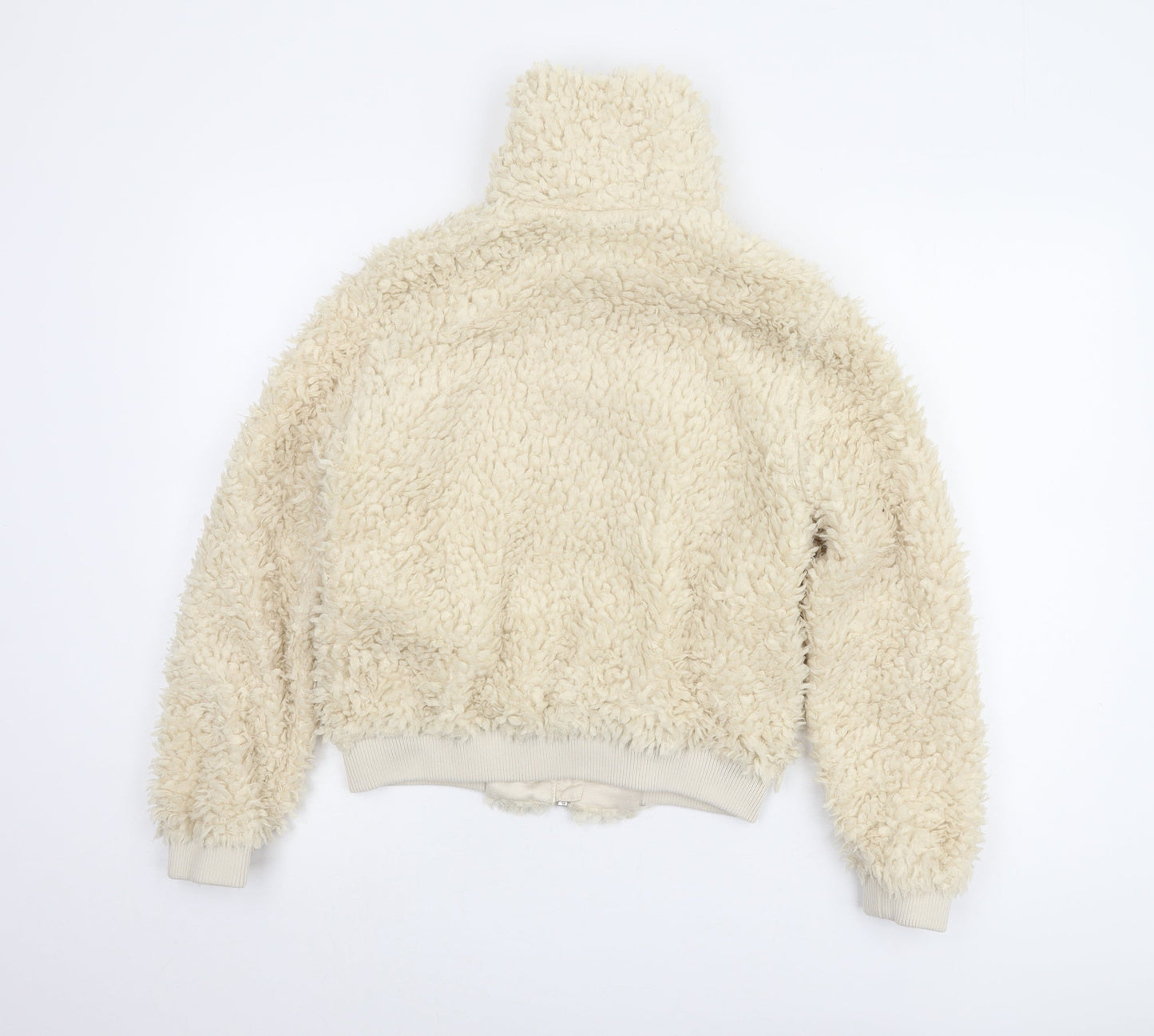 H&M Women's Ivory Fleece Bomber Jacket XS