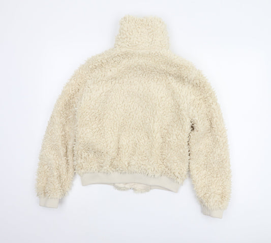 H&M Women's Ivory Fleece Bomber Jacket XS