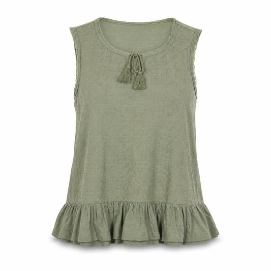 Front view of Roman Women's Green Cotton Tank Top UK 14