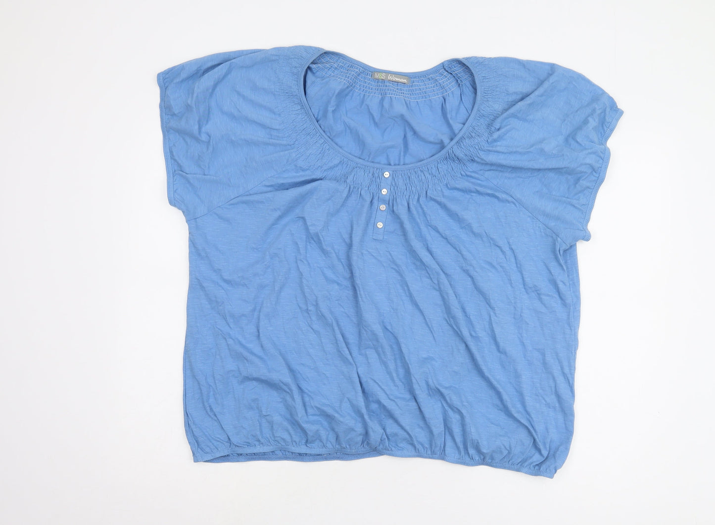 Womens UK Size 24 Marks and Spencer Blue Jersey T-Shirt