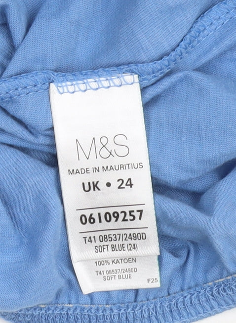 Womens UK Size 24 Marks and Spencer Blue Jersey T-Shirt
