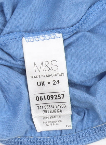 Womens UK Size 24 Marks and Spencer Blue Jersey T-Shirt
