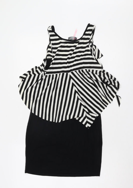 Lipsy Women’s Black & White Striped Bow A-Line Dress Size 12