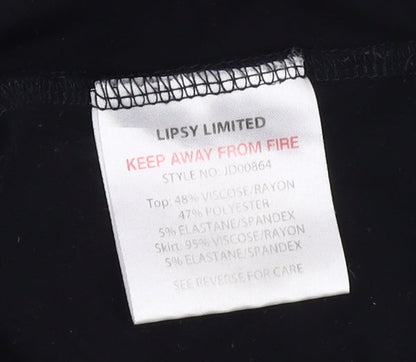 Lipsy Women’s Black & White Striped Bow A-Line Dress Size 12