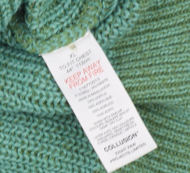 Collusion Green Crew Neck Pullover XL Unisex Jumper