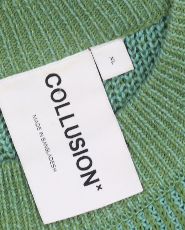 Collusion Green Crew Neck Pullover XL Unisex Jumper