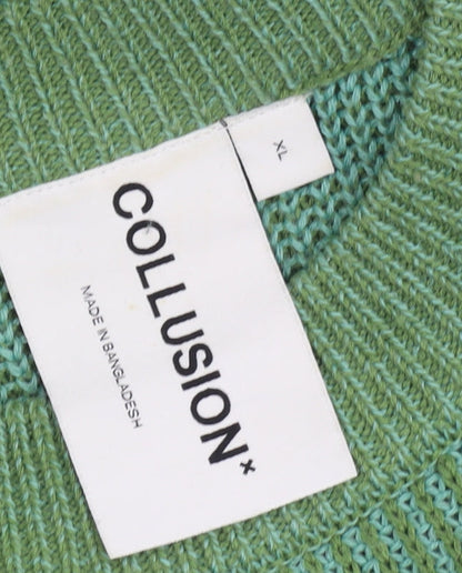 Collusion Green Crew Neck Pullover XL Unisex Jumper