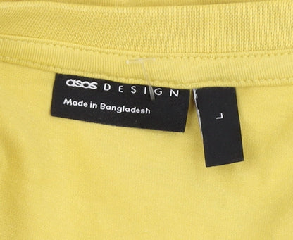 Mens UK Size L ASOS Design Yellow  T-Shirt
