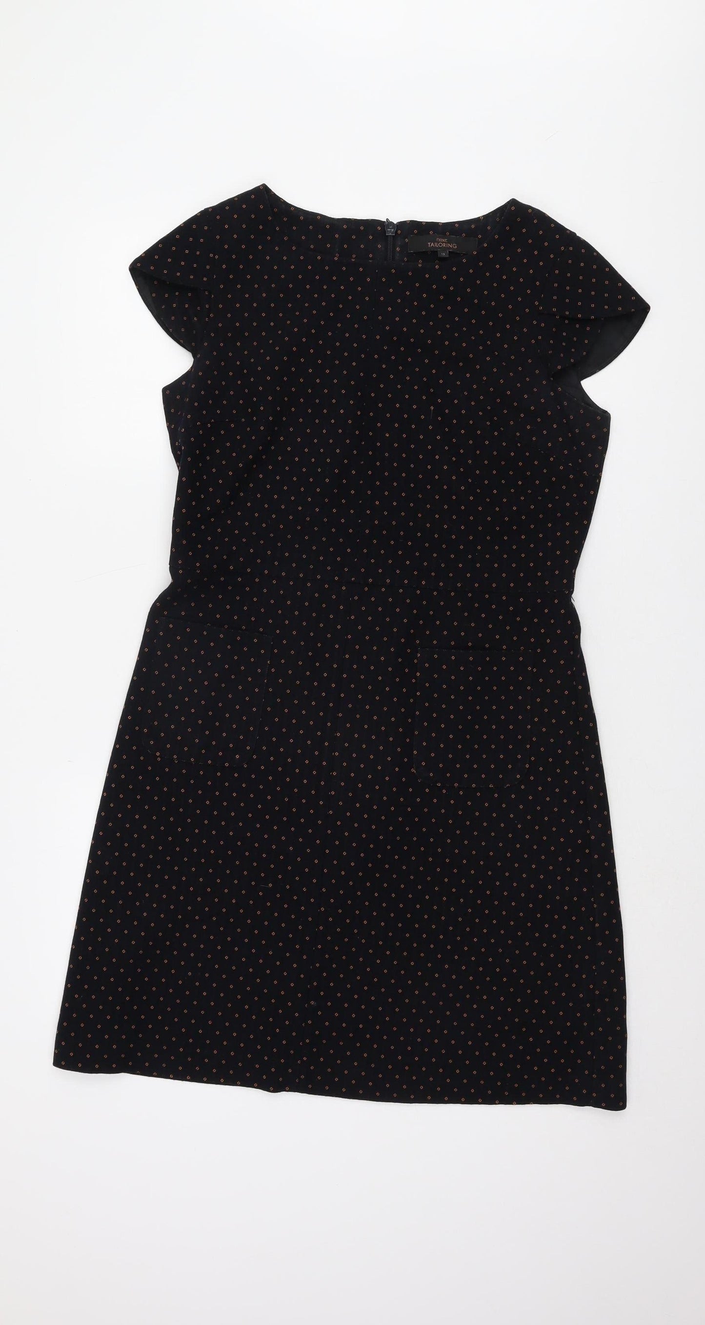 Next Women's Black Polka Dot Shift Dress Size 12