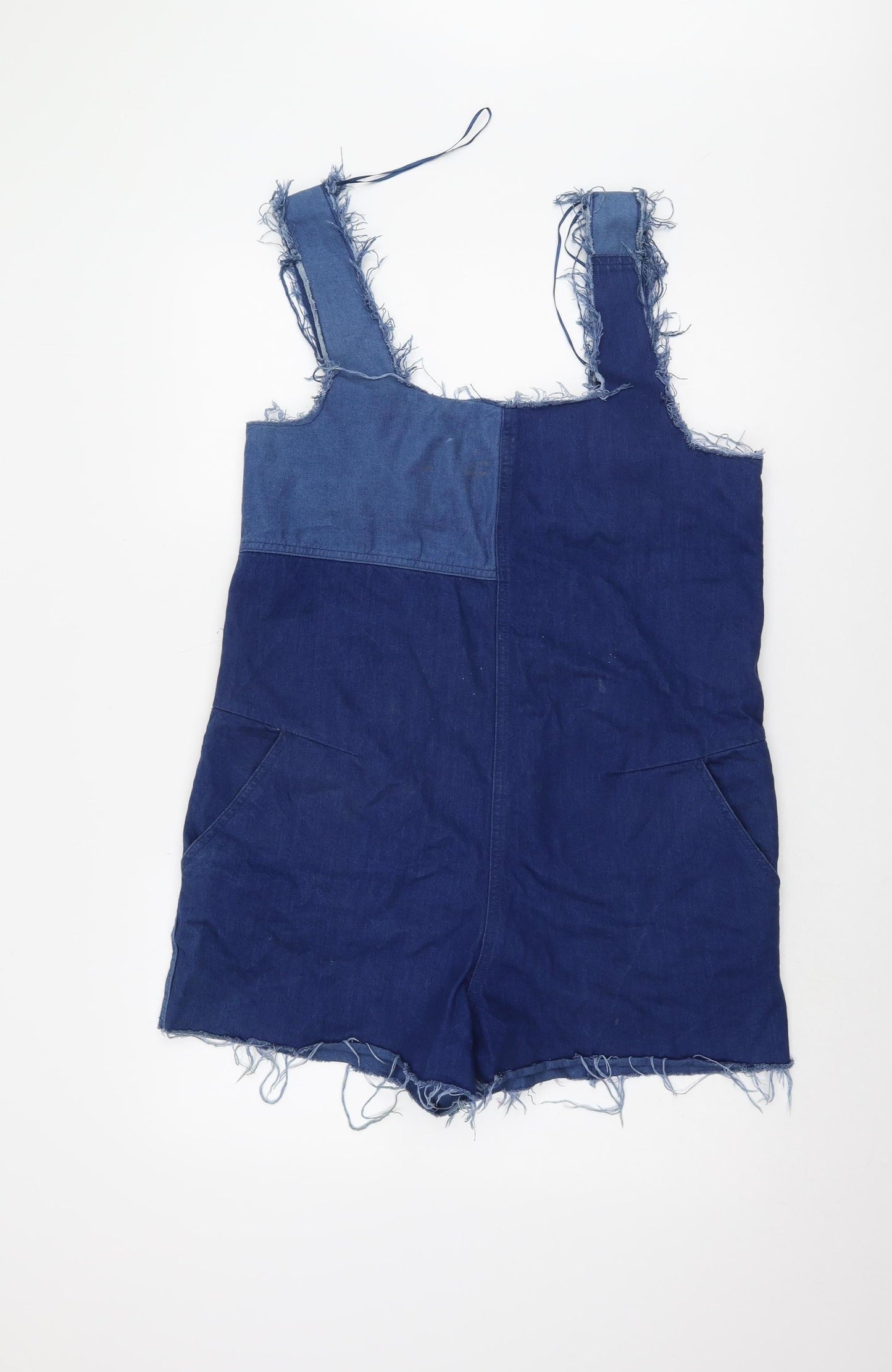 Zara Women's Blue Denim Dungaree Shorts L