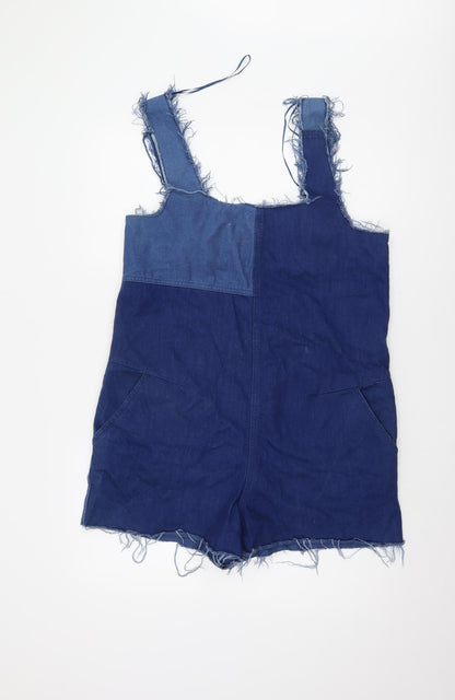 Zara Women's Blue Denim Dungaree Shorts L