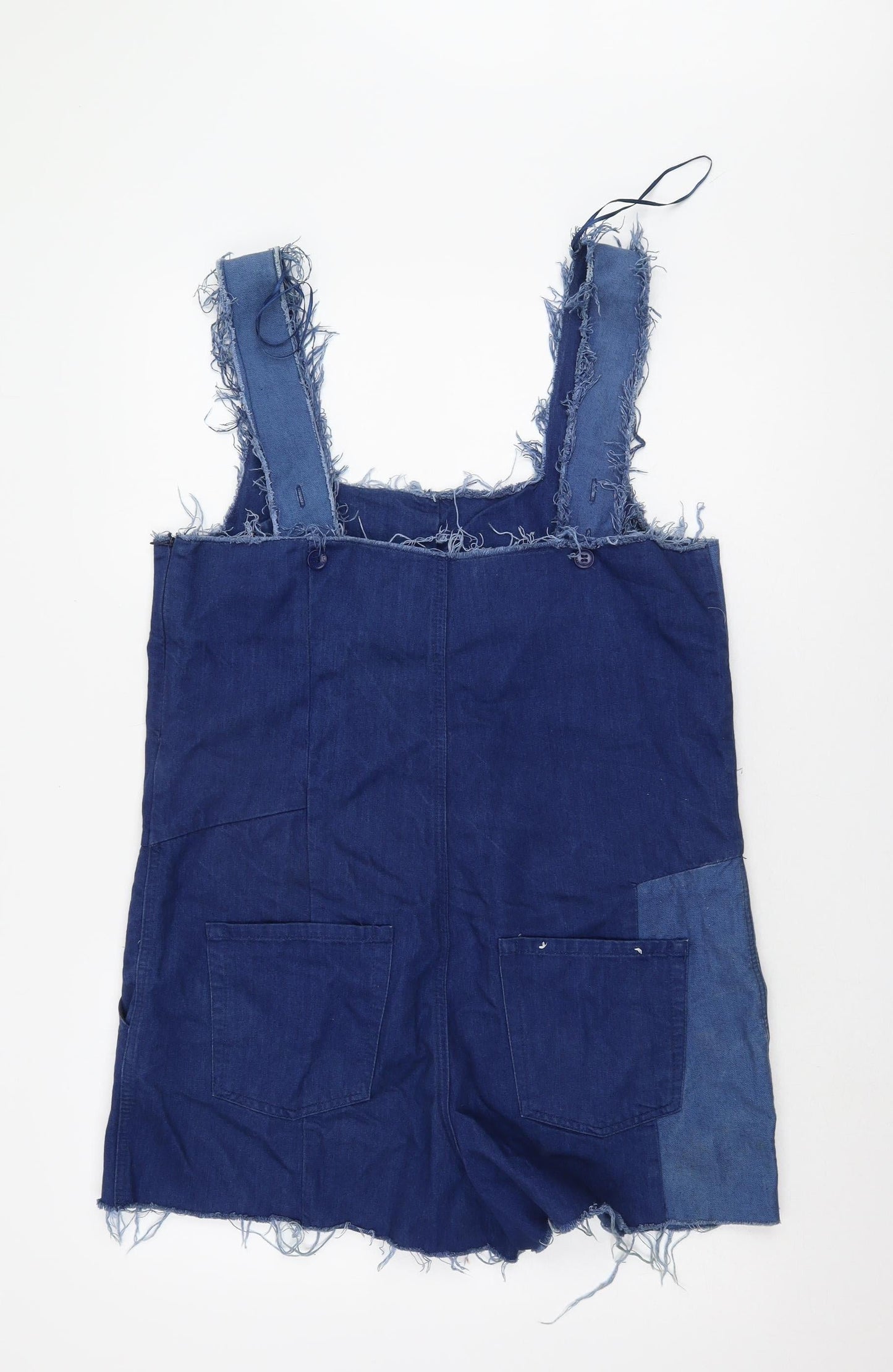 Zara Women's Blue Denim Dungaree Shorts L