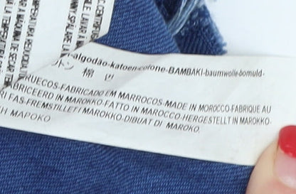 Zara Women's Blue Denim Dungaree Shorts L