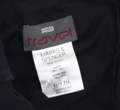 Marks and Spencer Men's Blue Trousers, Size M, Travel
