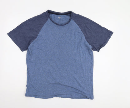 Marks and Spencer Men's Blue Short Sleeve T-Shirt - Medium