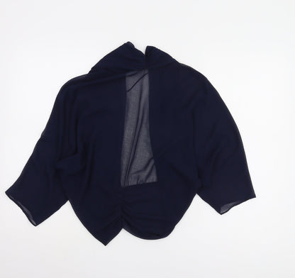 Womens UK Size 18 Roman Blue Wrap Blouse