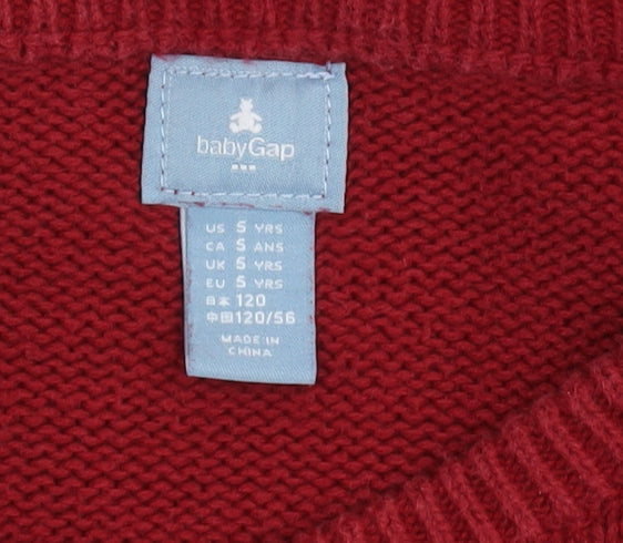 babyGap Boys Red Polar Bear Jumper 5 Years Pullover Knit