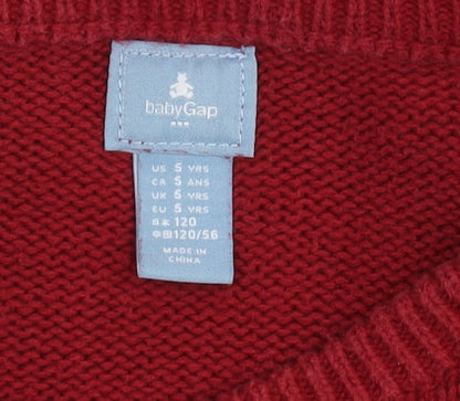 babyGap Boys Red Polar Bear Jumper 5 Years Pullover Knit