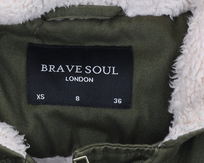 Womens UK Size 8 Brave Soul Green Parka Coat