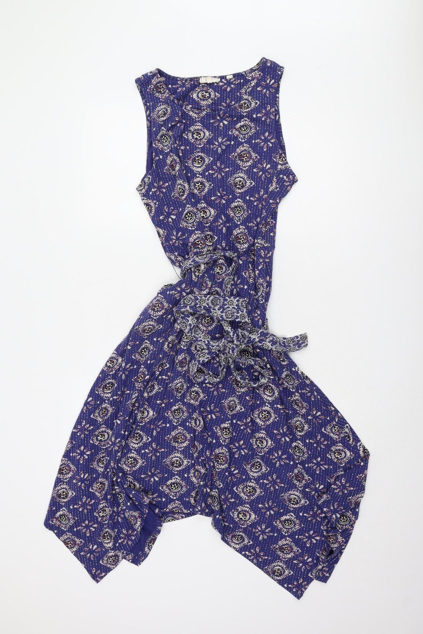 Fat Face Women's Blue Geometric Jersey Dress, Size 14