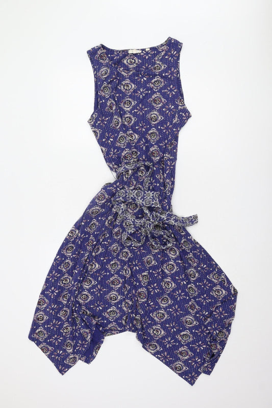 Fat Face Women's Blue Geometric Jersey Dress, Size 14