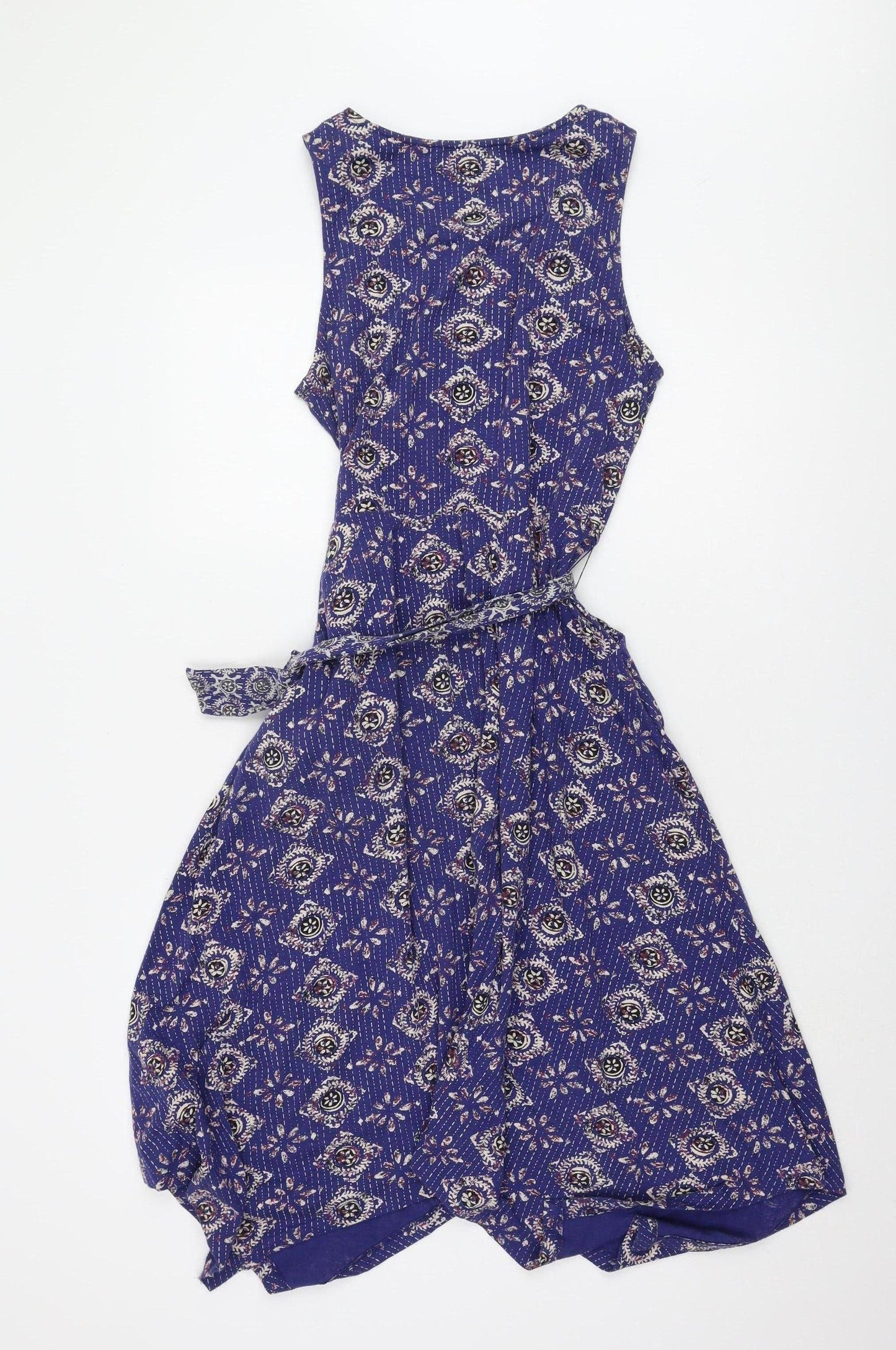 Fat Face Women's Blue Geometric Jersey Dress, Size 14