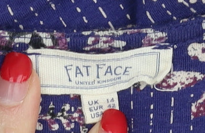 Fat Face Women's Blue Geometric Jersey Dress, Size 14