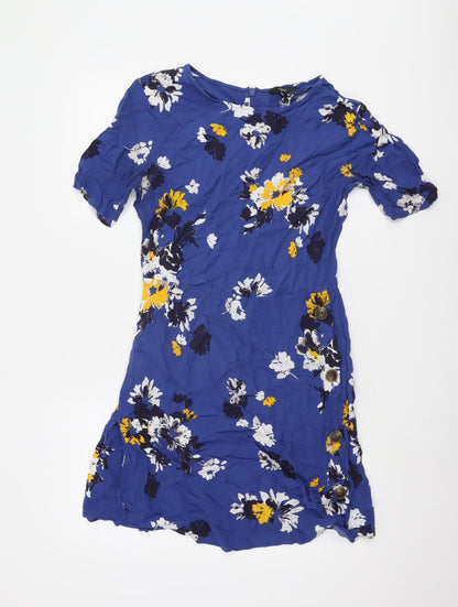 Next Women's Blue Floral Half Sleeve Dress Size 10