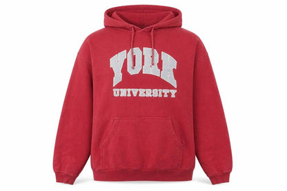 Front view of Starworld Red unisex xl pullover hoodie university logo