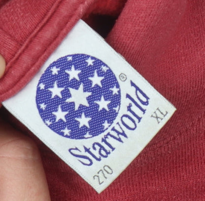 Starworld Red Unisex XL Pullover Hoodie University Logo