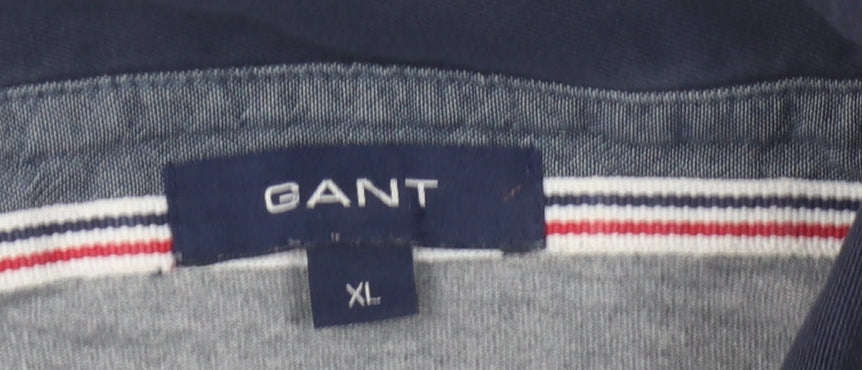 GANT Men's Grey XL Long Sleeve Polo Shirt