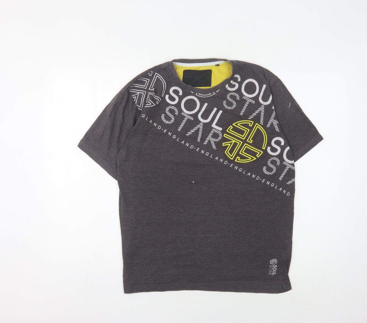 Soul Star Men's Black Graphic Print T-Shirt - M