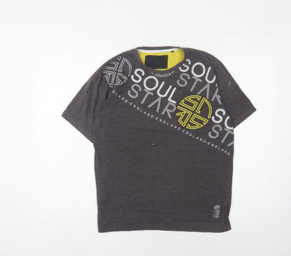 Soul Star Men's Black Graphic Print T-Shirt - M