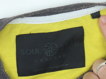 Soul Star Men's Black Graphic Print T-Shirt - M