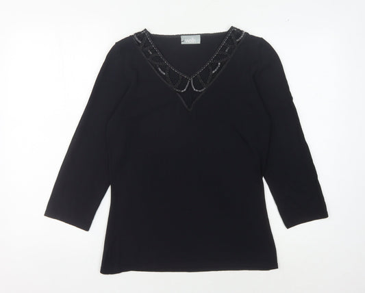 Womens UK Size 12 Wallis Black Basic Blouse