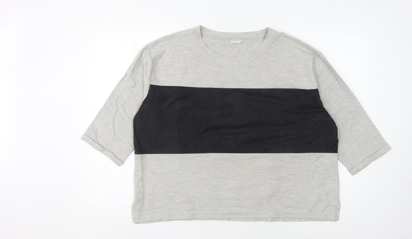Womens UK Size XL Jacqueline de Yong Grey Basic T-Shirt